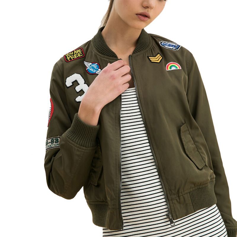 Women Er Jacket Badge Patch Design Long Sleeve Flight Women Er Jacket Badge Patch Design Long Sleeve Flight Casual Coats Two Pockets Las Punk Outwear Hot Ct1209 Spring Jackets Leather