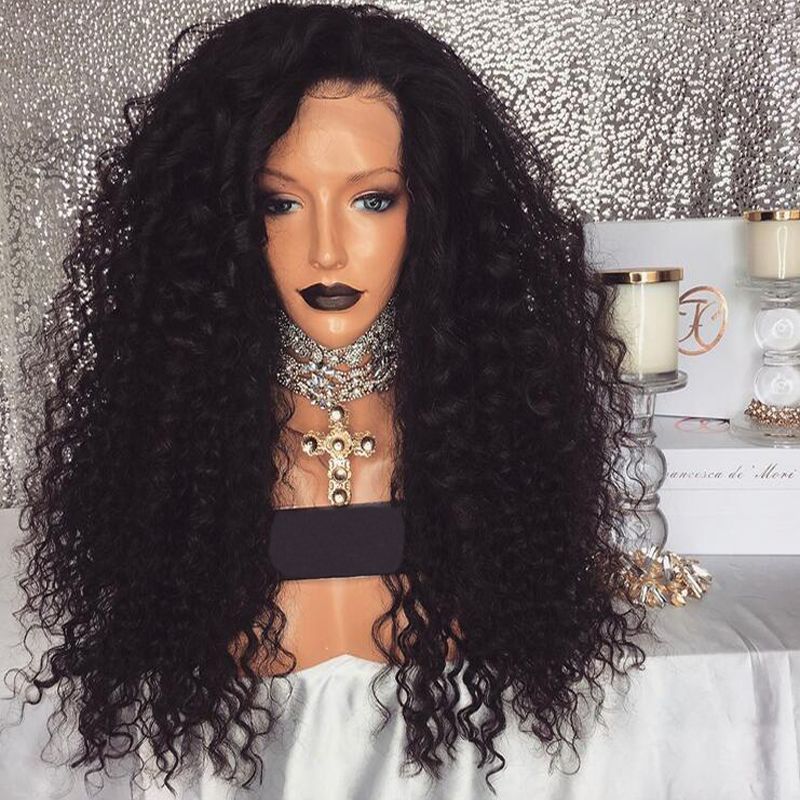 Full And Thick Kinky Curly Full Lace Human Hair Wigs With Natural