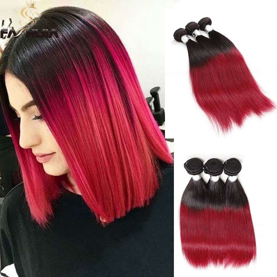 Burgundy And Red Ombre Hot Trend Brazilian Virgin Human Hair