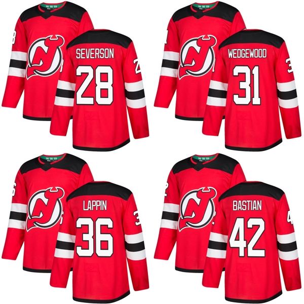 2018 2017 New Brand Men New Jersey Devils 28 Damon Severson 31 Scott Wedgewood 36 Nick Lappin Nathan Bastian Red Custom Hockey Jerseys 28 Damon Severson 31 ...