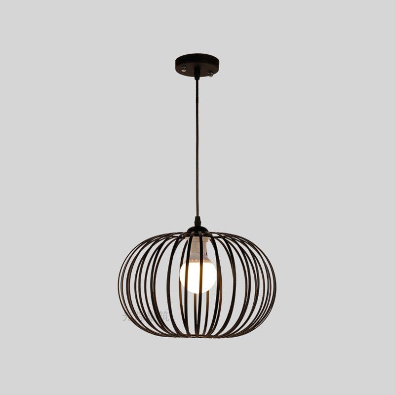 Nordic Black Metal Round Pumpkin Dining Room Pendant Lamp Bar Nordic Black Metal Round Pumpkin Dining Room Pendant Lamp Bar Counter Lights Balcony Corridor Hallway Hanging Lighting Fixtures Rustic