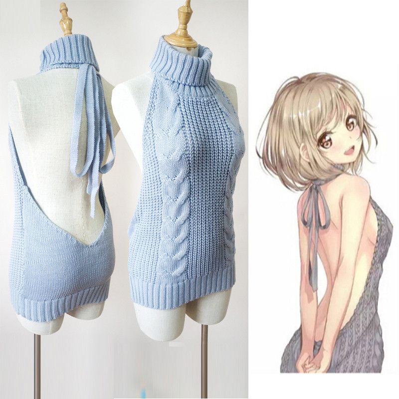2017 Super Sexy Virgin Killer Sweater Japanese Anime Cosplay Backless
