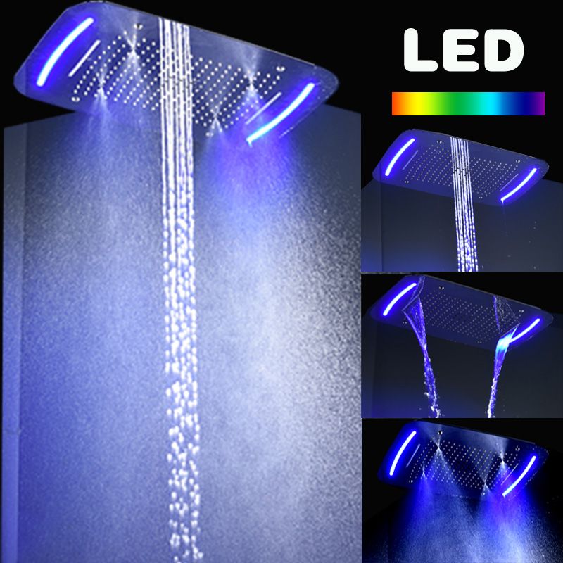 Luxury Multi Color Change Led Rainfall Waterfall Showerhead Recessed Luxury Multi Color Change Led Rainfall Waterfall Showerhead Recessed Ceiling Mounted 4 Function Shower With Light