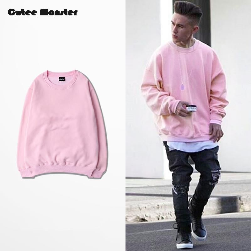 WholesalePink Hoodies Men 2016 Autumn Mens Hip Hop Fleece Sweatshirts