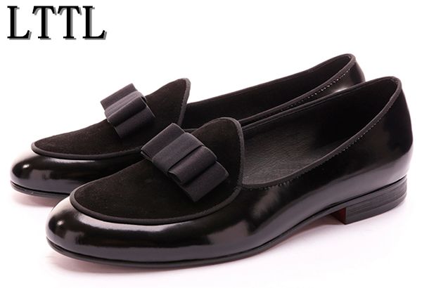 Satin Al Yeni Deri Ve Suet Papyon Erkekler El Yapimi Ayakkabi Ile Dikis Luks Flats Erkek Ziyafet Parti Loafer Lar Ayakkabi 79 05 Dhgate Com Da