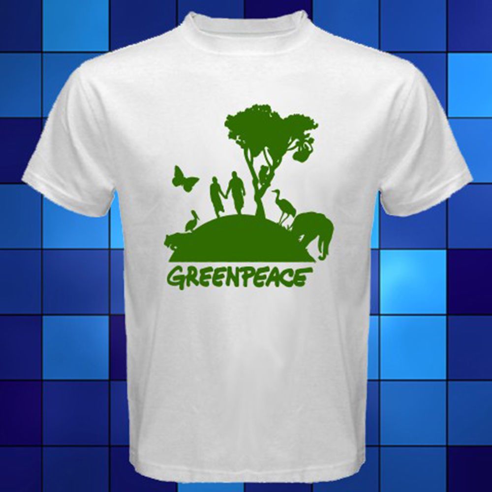 New Greenpeace Green Peace Organization Symbol Logo White T Shirt Size S To 3XL Fresh Design