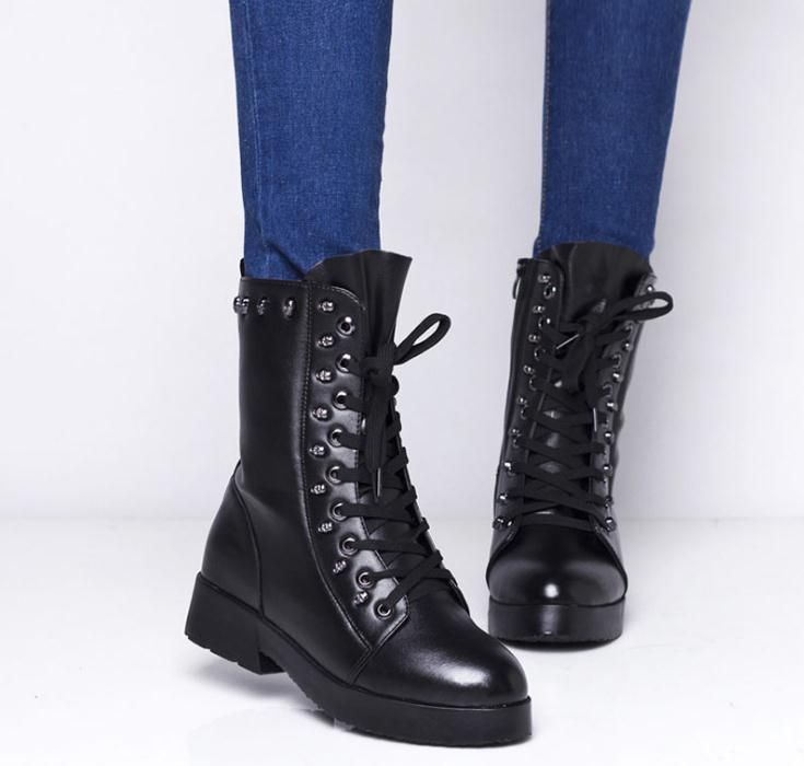 womens short flat black boots