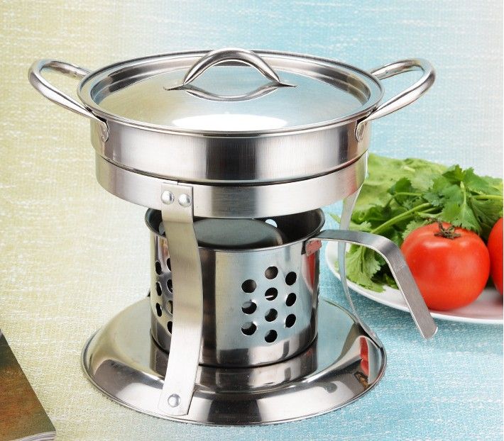 Online Cheap Hot Pot Cooker Liquid Stove Set Chafing Dish Pots Heater