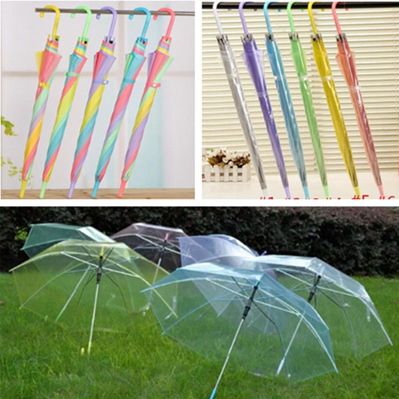 Transparent Clear Umbrellas Rainbow Evc Long Handle Umbrellas For Boy Girl Women Men 57cm Rain Sun Umbrellas For Party Wedding Photo