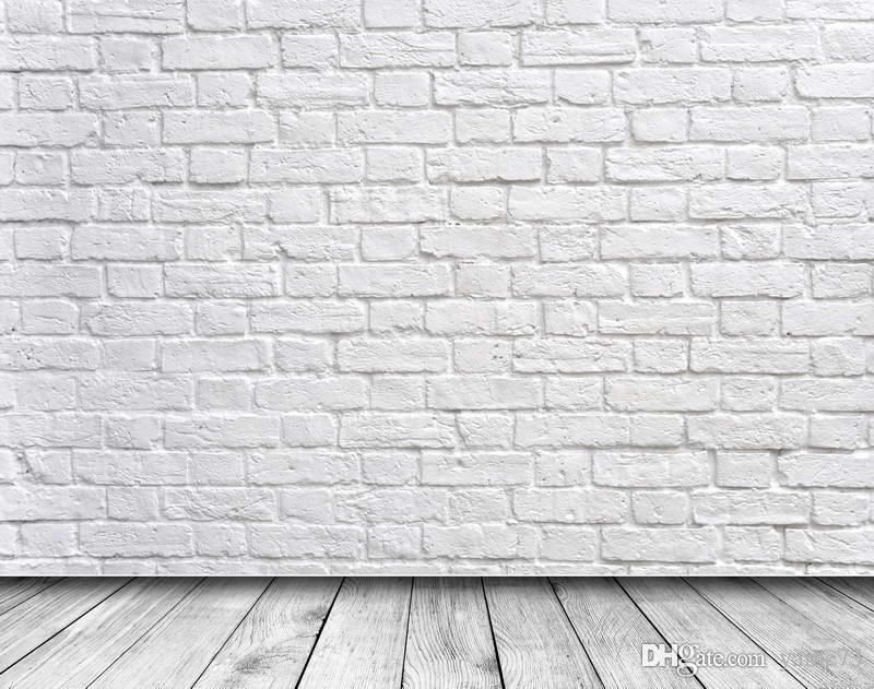 2022 5x7ft Vinyl White  Brick  Wall  Wood Floor Photography 
