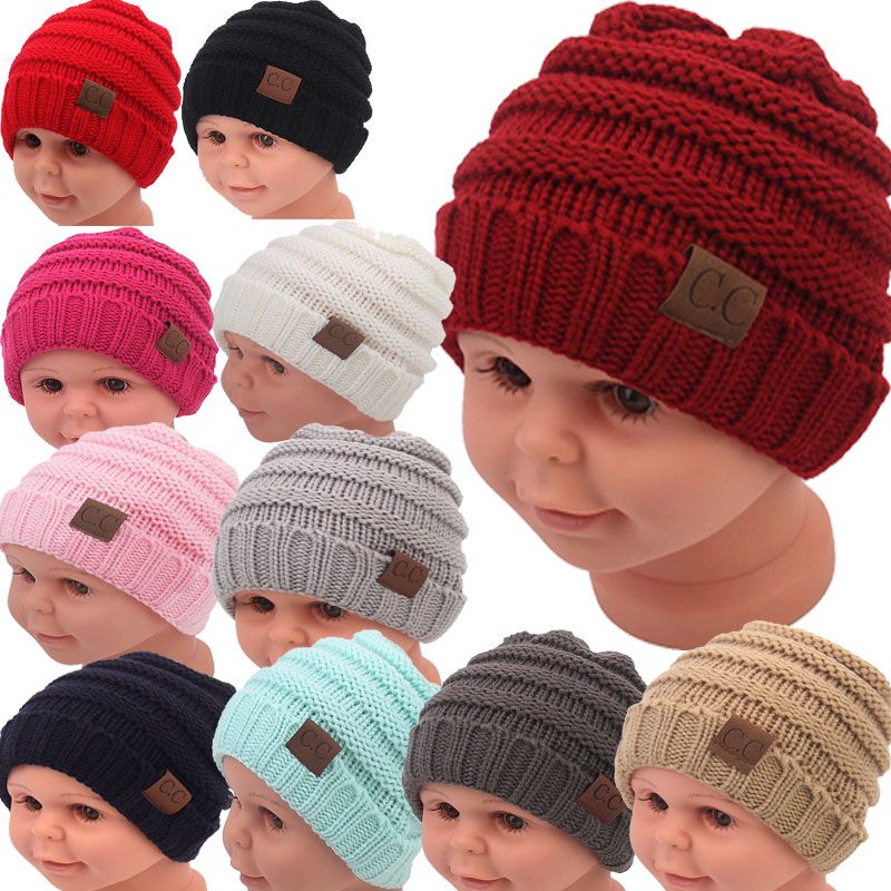 Kids Winter Keep Warm Cc Beanie Labeling Hats Wool Knit Skull Designer