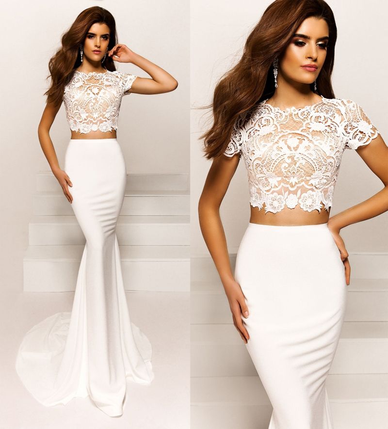white lace formal top