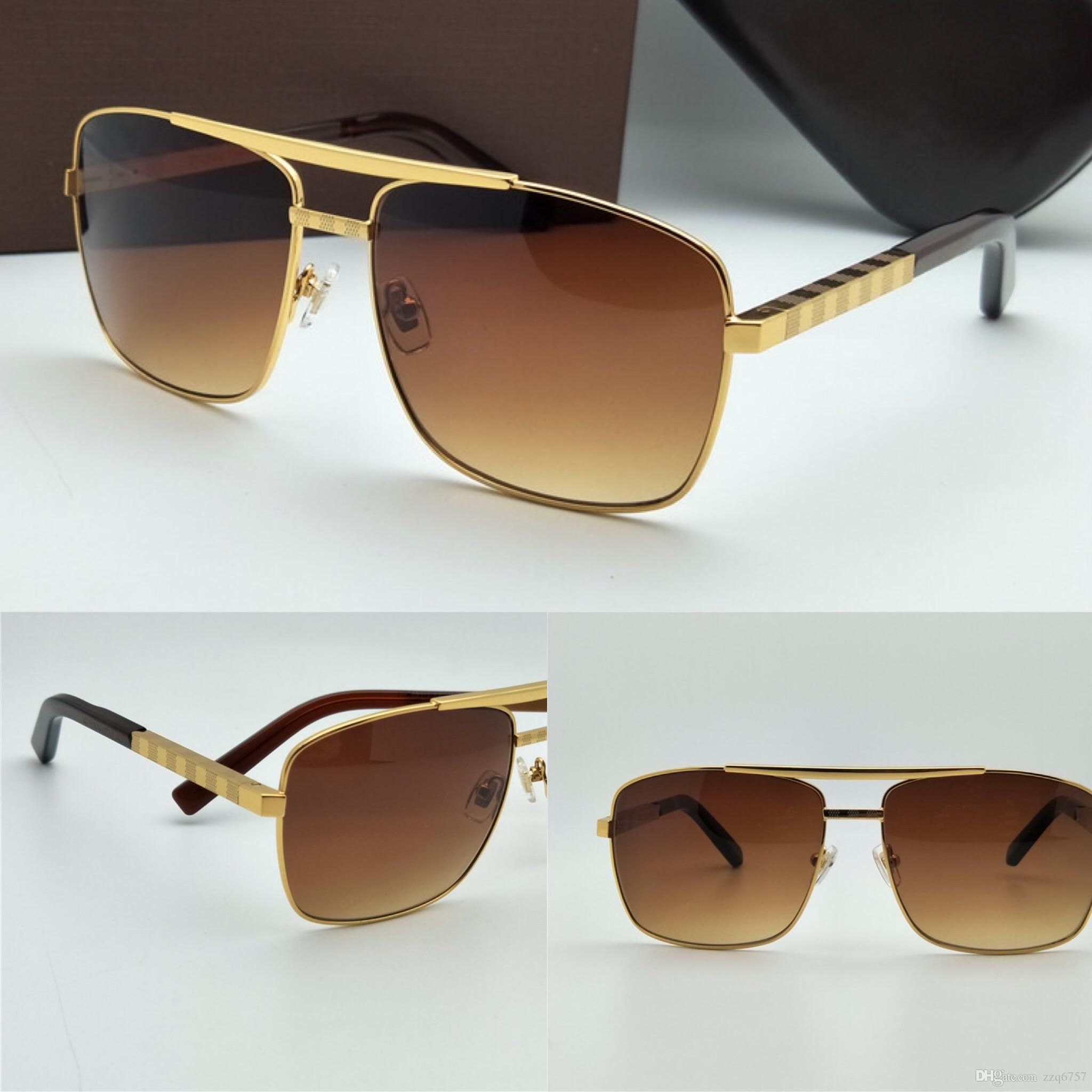 New Luxury Logo Sunglass Attitude Sunglass Gold Frame Square Metal