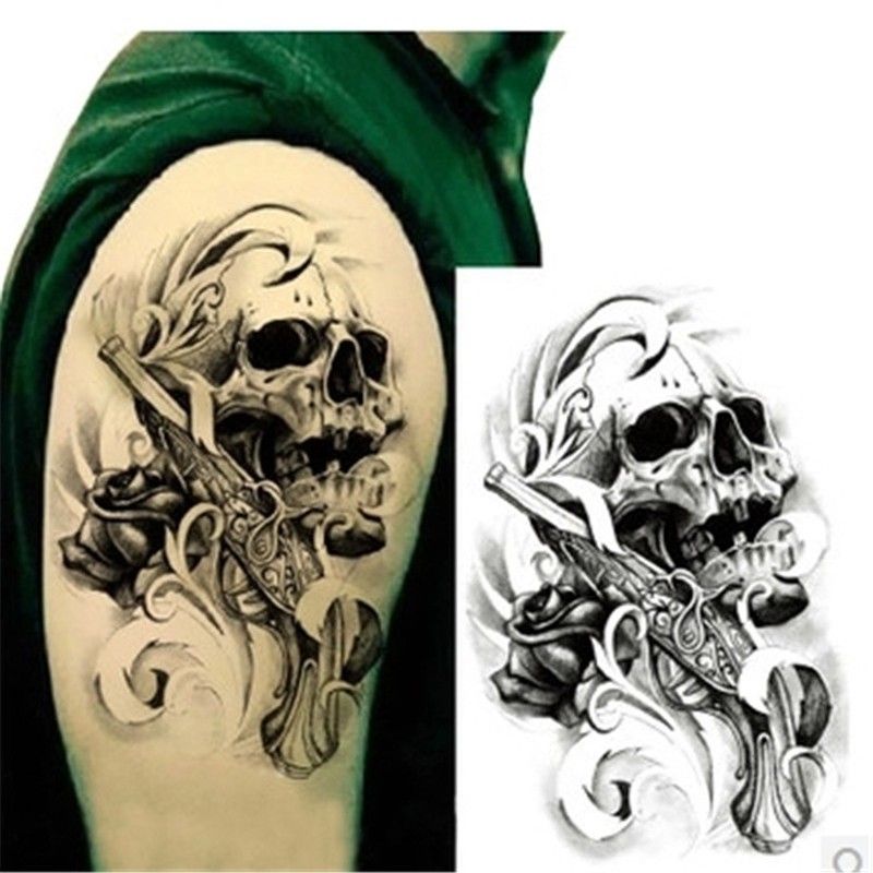 black death skull shoulder 3d tattoo waterproof temporary black death skull shoulder 3d tattoo waterproof temporary