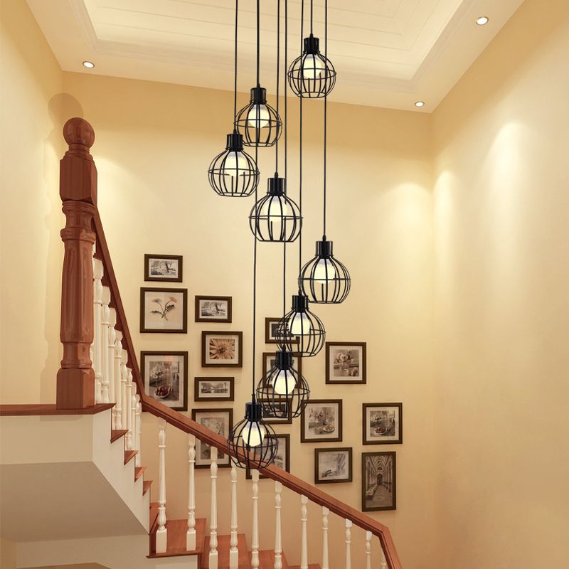 Stairs Pendant Lightsvintage Wind American Country Iron Stairs Pendant Lightsvintage Wind American Country Iron Lamps Chinese Restaurant Revolving Bar Stair Personalized Lights Multi Light