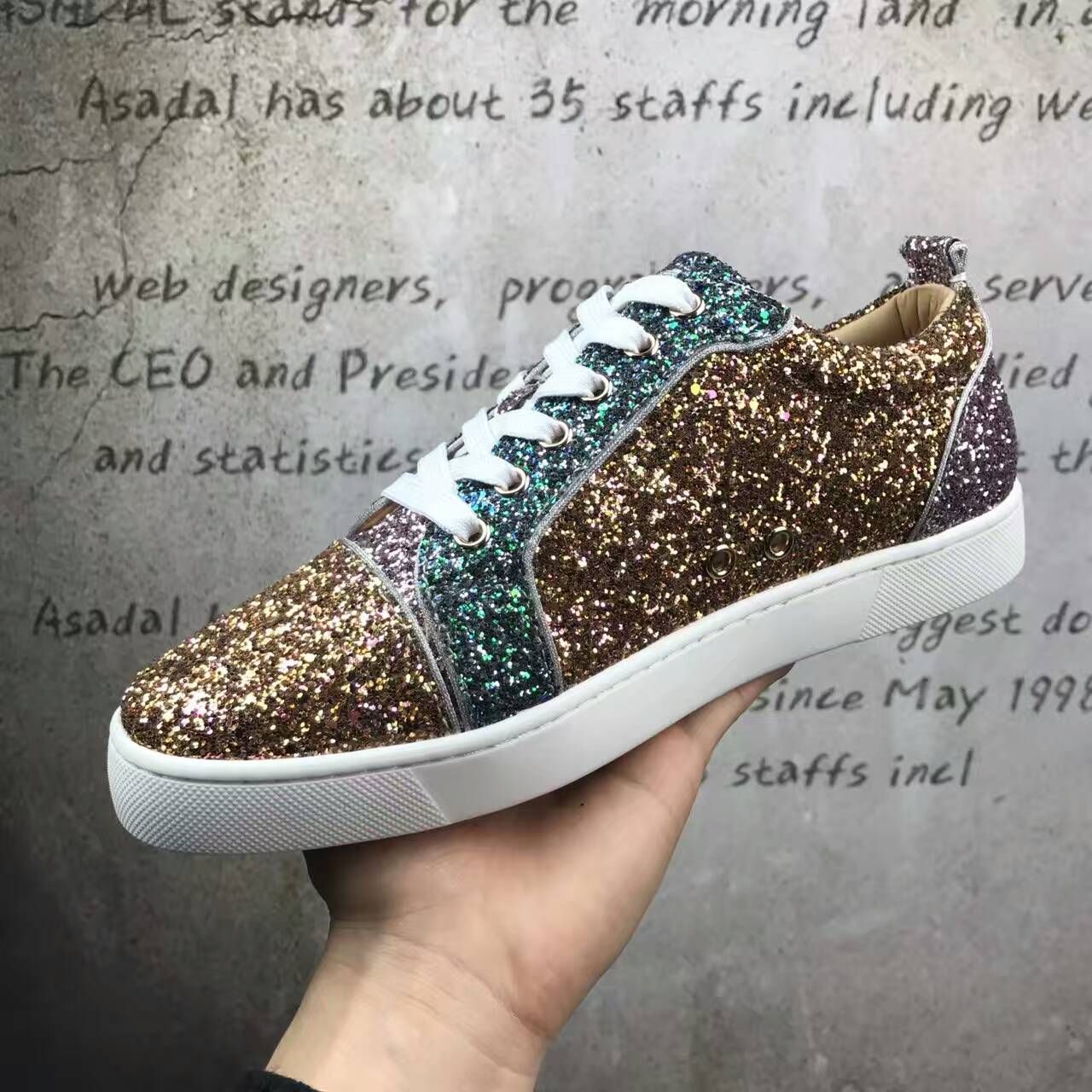 New High Quality Men Low Top Mixed Colors Glitter Casual Shoes Women ...