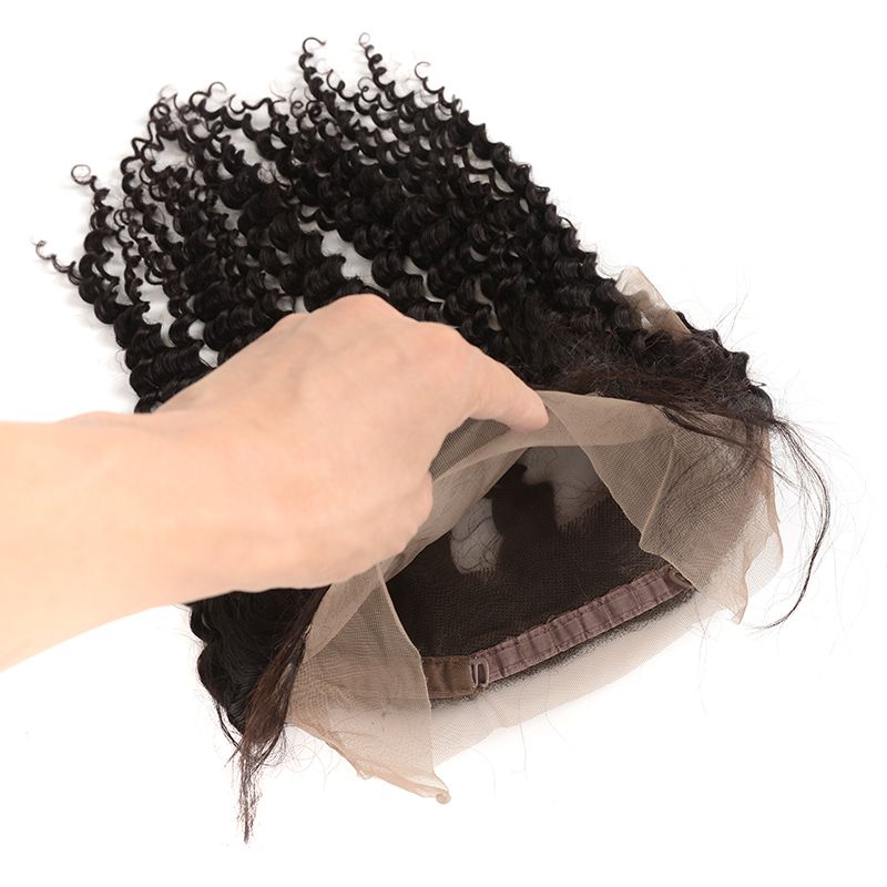 Перуанские Девственные Человеческие Волосы 4 Пучка С 360 Кружевными Фронтальными Волосами С Детскими Волосами Предварительно Выщипанными Глубокой Волной Вьющиеся Наращивание Волос От Лейлы
