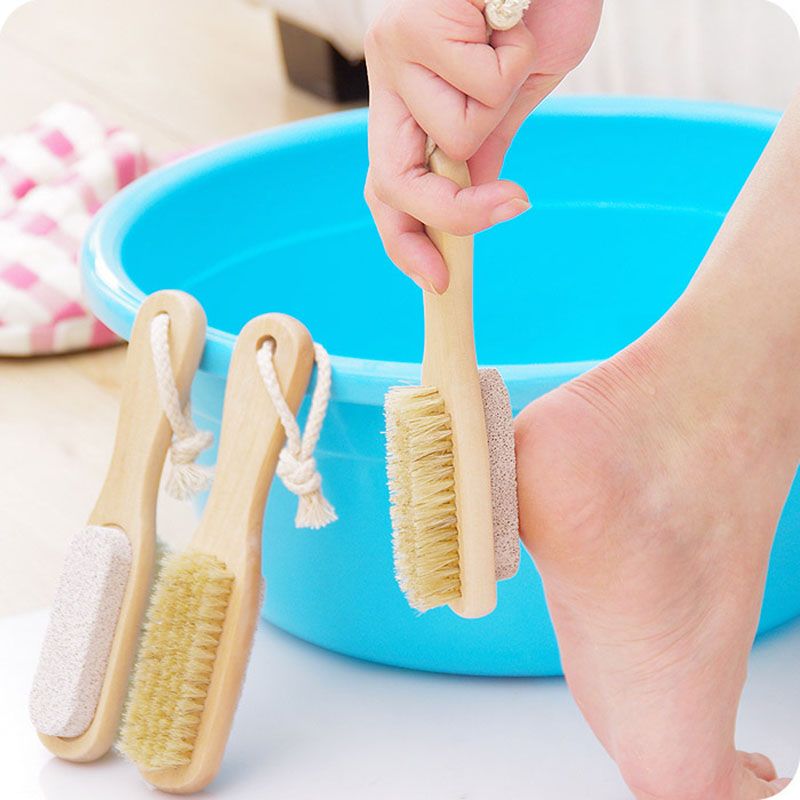 Bath Mane Bristles Clean Feet Brush Wooden Pumice Stone Feet Pedicure
