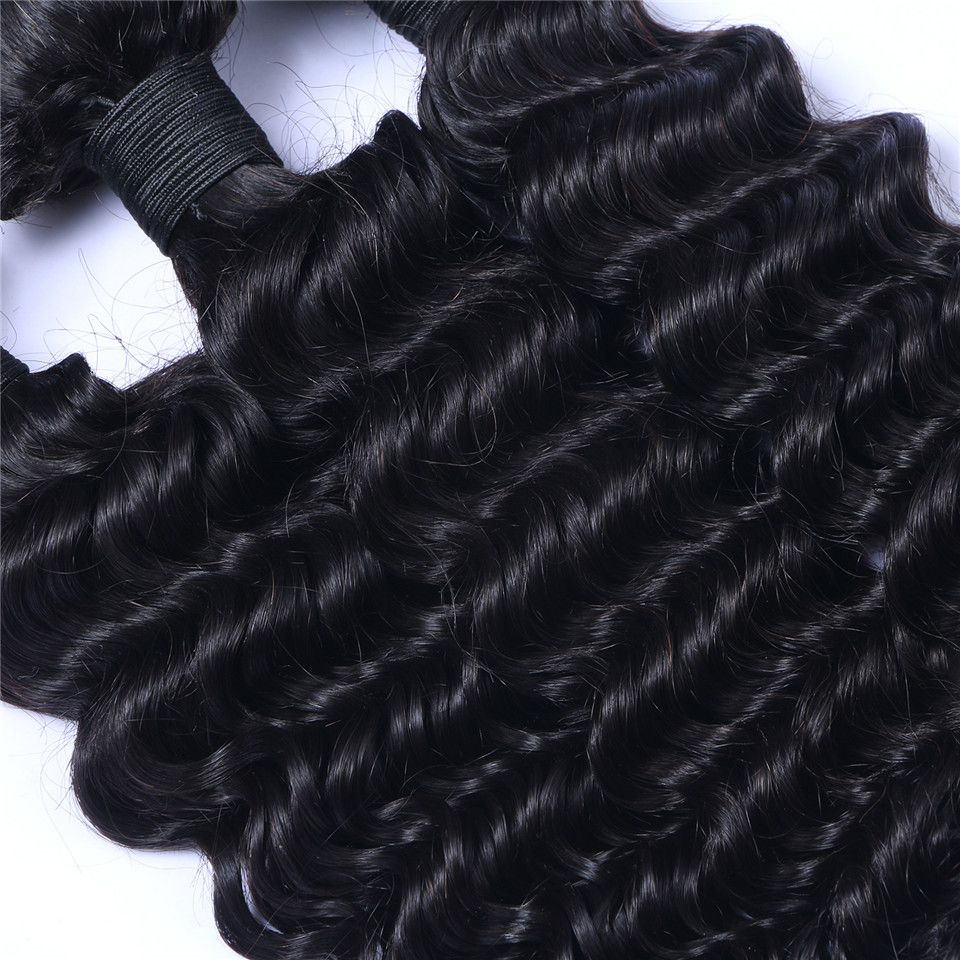 Vague profonde brésilienne Curl 100% de cheveux de Vierge humaine non traités Tissu Remy Human Hair Extensions Cheveux Humains Tisseux Tyable 3 Bundles