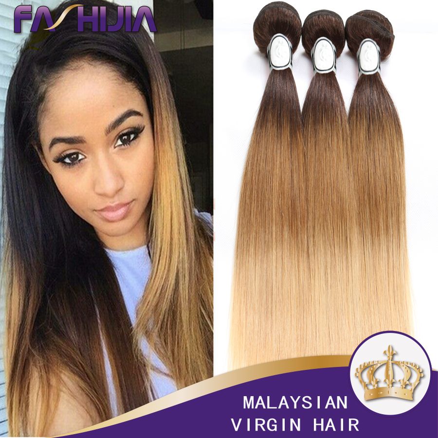 Ombre Malaysian Virgin Hair Cheap 3 Tone Straight Hair Bundles1b