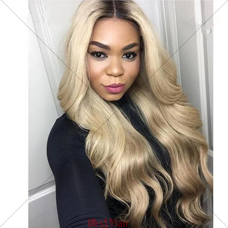 Beyonce Ombre Full Lace Wig 1b 613 Brazilian Human Hair Black And