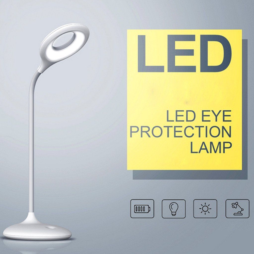 Rechargable Led Office Lamp With 3 Dimmable Levels 3w Cordless Desk Usb Port White