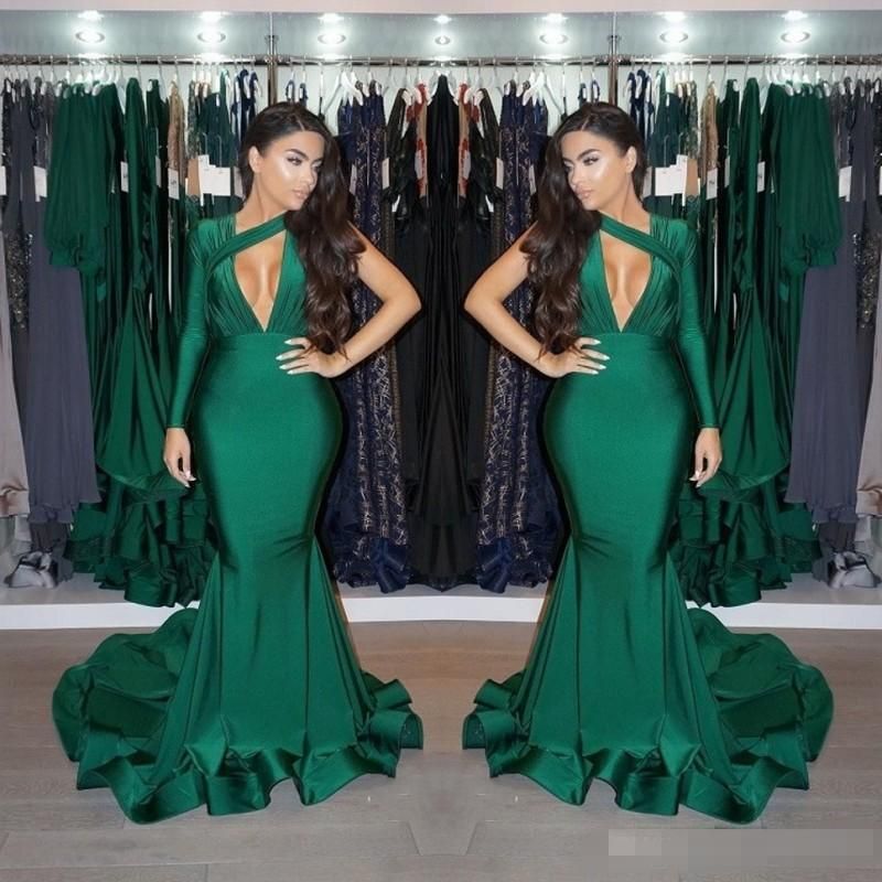one shoulder long evening dress