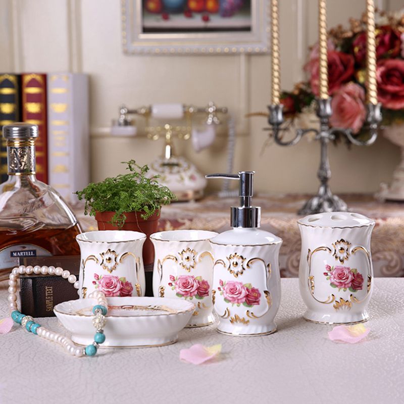 Porcelain Bathroom Sets Magnesia Porcelain Flowers Design Accessories