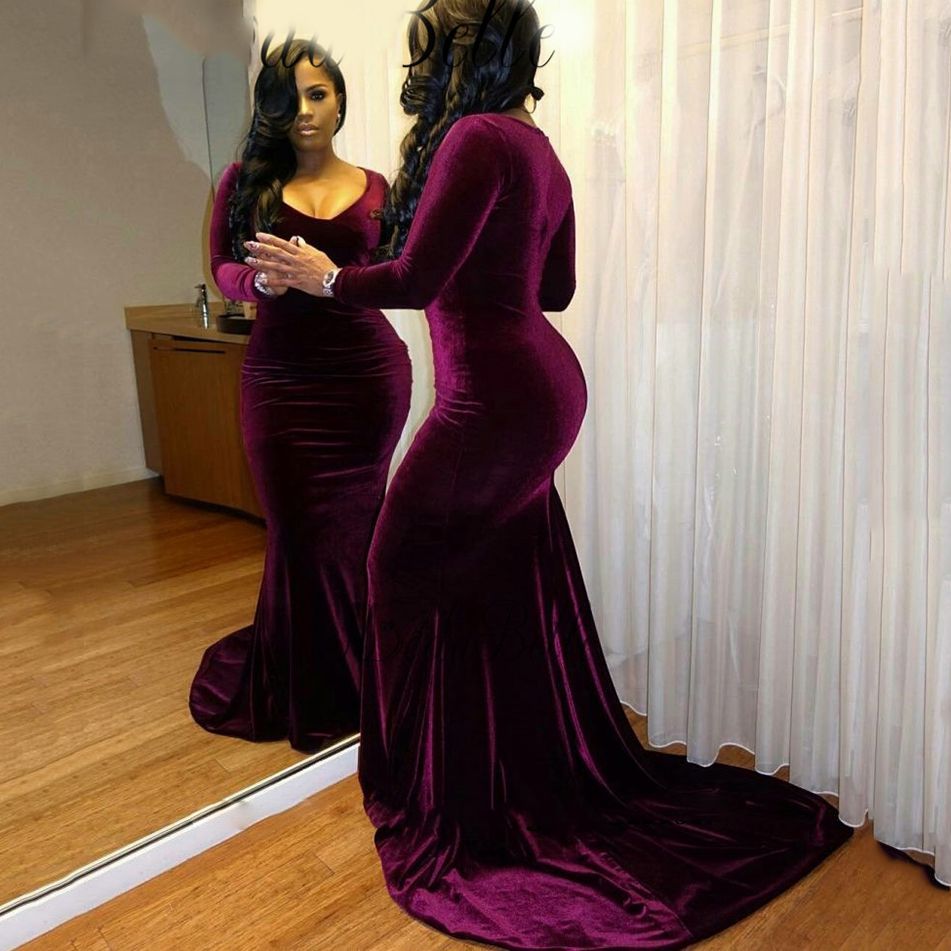 purple velvet dress long sleeve