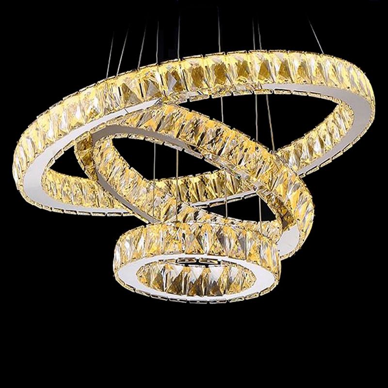 Modern Chrome Chandelier Crystals Diamond Ring Led Lamp Stainless Modern Chrome Chandelier Crystals Diamond Ring Led Lamp Stainless Steel Hanging Light Fixtures Adjule Cristal Re Michigan Small