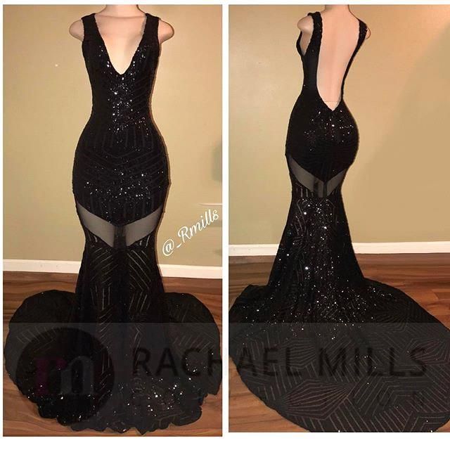 long black fitted dress