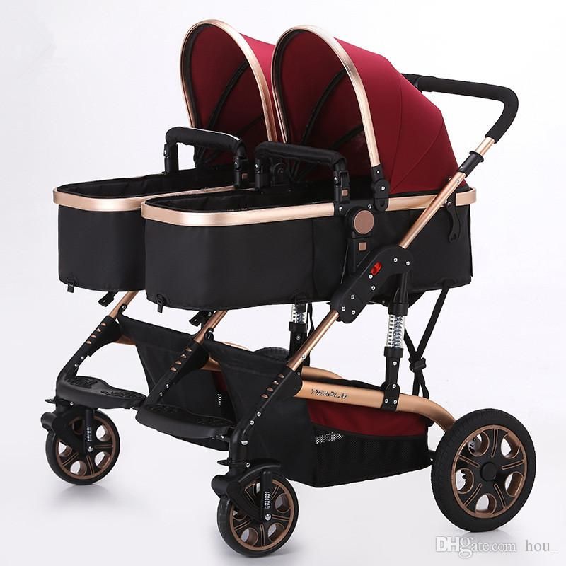 2019 2017 Luxury Europe Twins Trolley Baby Pram Double Stroller High
