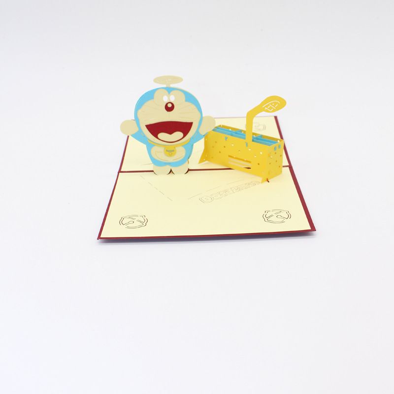 Hot Sale Cartoon Doraemon With Time Machine Invitation Card Party - 10 pieces lot hot sale cartoon doraemon with time machine invitation card party birthday greeting card for children s gift