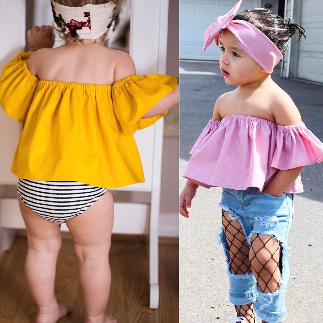 2018 2017 Newborn Kids Baby Girl Clothes Off Shoulder Tops ...