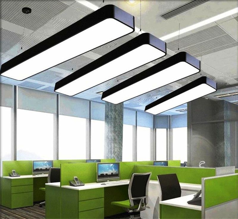 Hanging Wire Aluminum Ceiling Lamp Office Bar Lights 4ft Rectangular