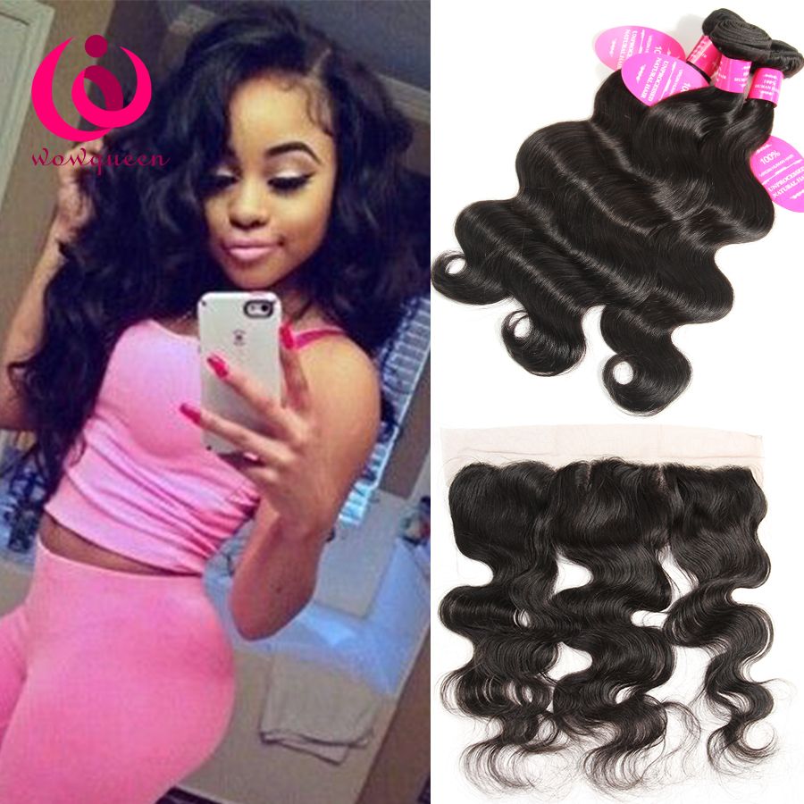 2019 Raw Indian Hair Weave Body Wave Lace Frontal Closure With Bundles