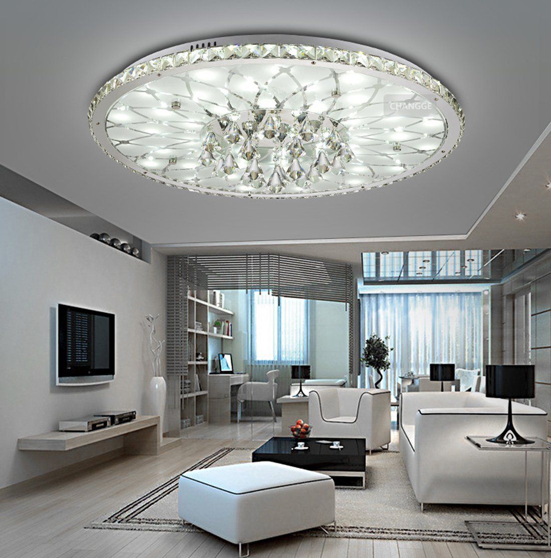 Modern Led Ceiling Lamp Round Living Room Crystal Modern Led Ceiling Lamp Round Living Room Crystal Minimalist Atmosphere European Lobby Restaurant Diameter