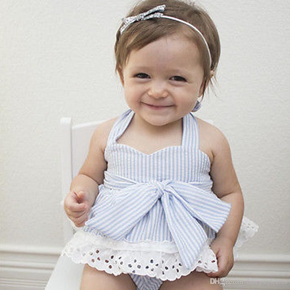 2017 Baby Summer Clothes Sets Infant Toddlers Slip Lace Dress+Big