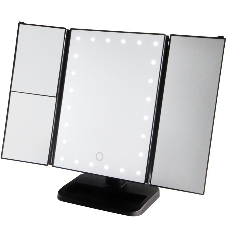 Trifold Make Up Led Mirror 24 Lighted With Touch Screen 1x 2x Trifold Make Up Led Mirror 24 Lighted With Touch Screen 1x 2x 3x Magnification And Usb Charging 180 Adjule Stand For Countertop Hollywood