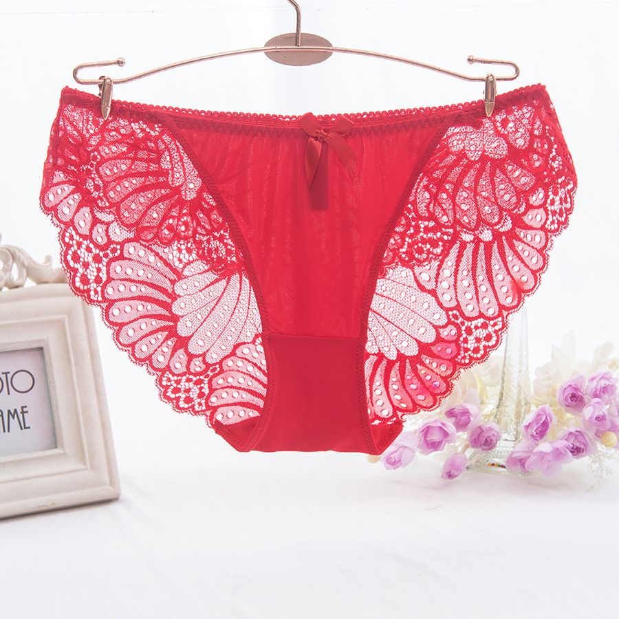 2021 Fashion Bowknot Cute Lace Panties Low Waist Briefs Transparent ...
