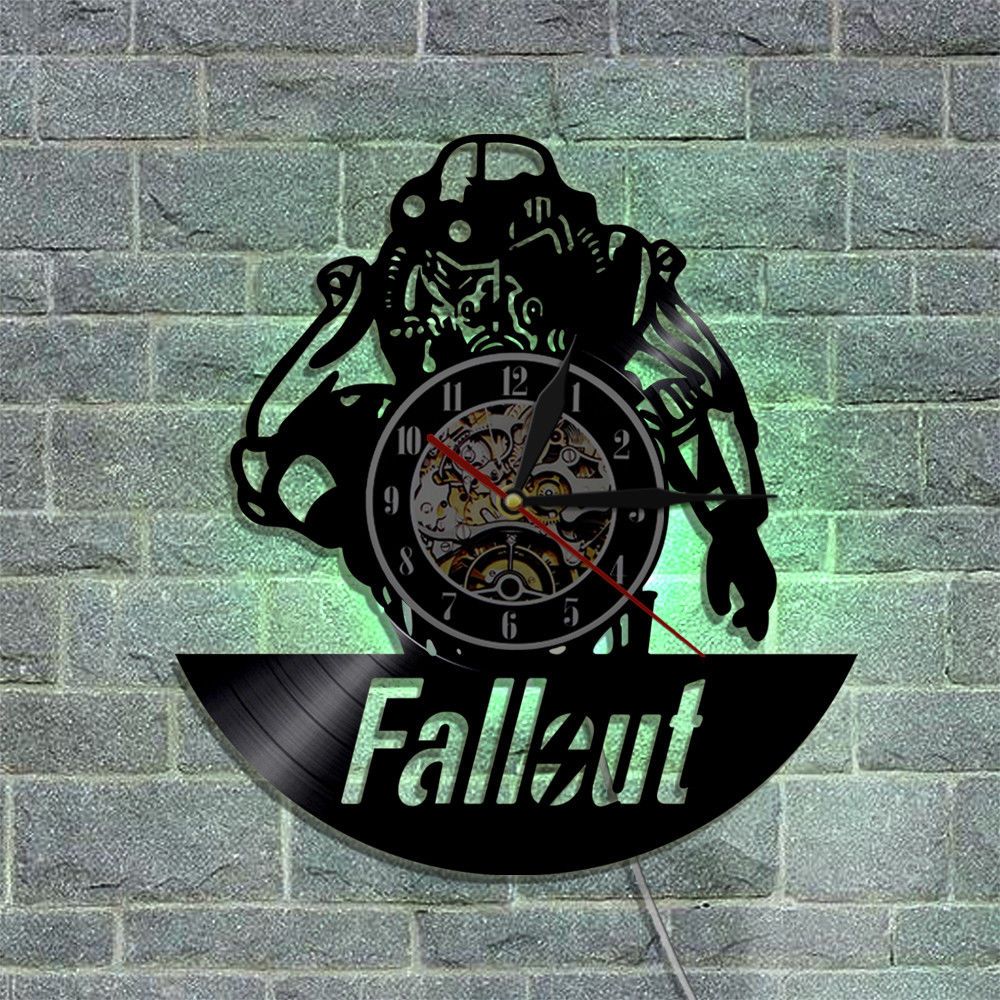 Fallout Vinyl Clock Vintage Wall Mounted Clock With LED Backlight