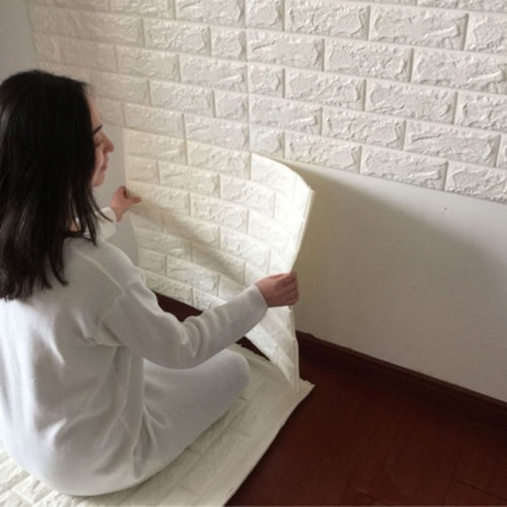 Wholesale 2016 New White 3d Modern Design Brick Wallpaper Roll