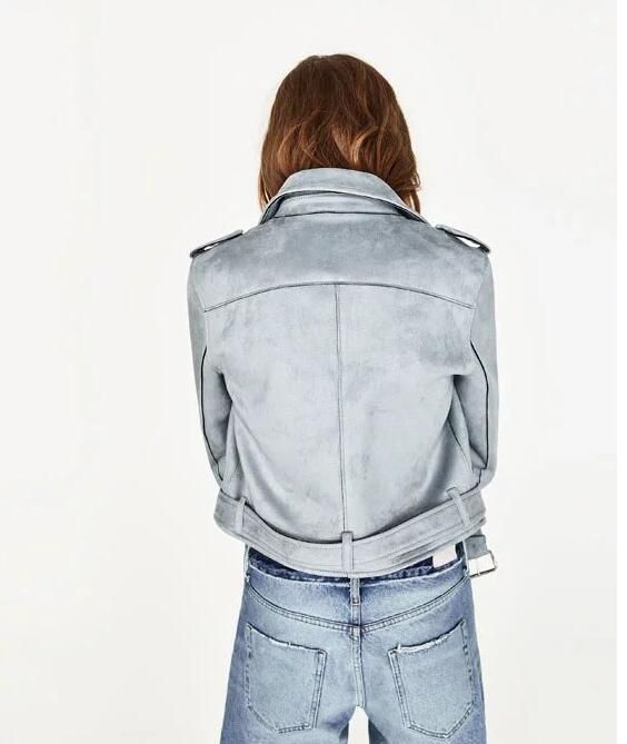 light blue suede biker jacket