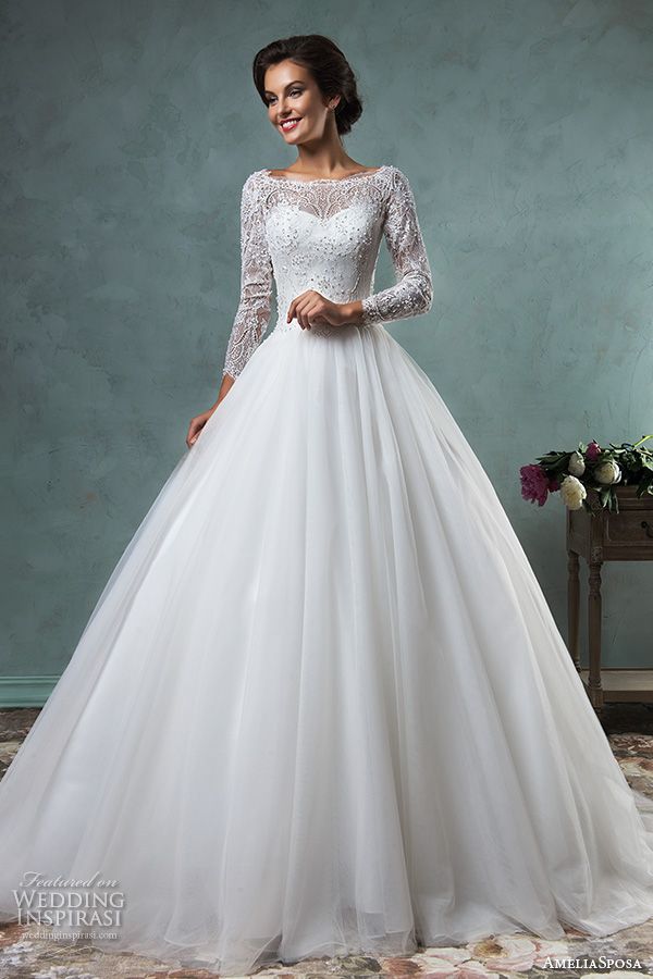 compre vestidos de novia de manga larga 2018 amelia sposa vestidos