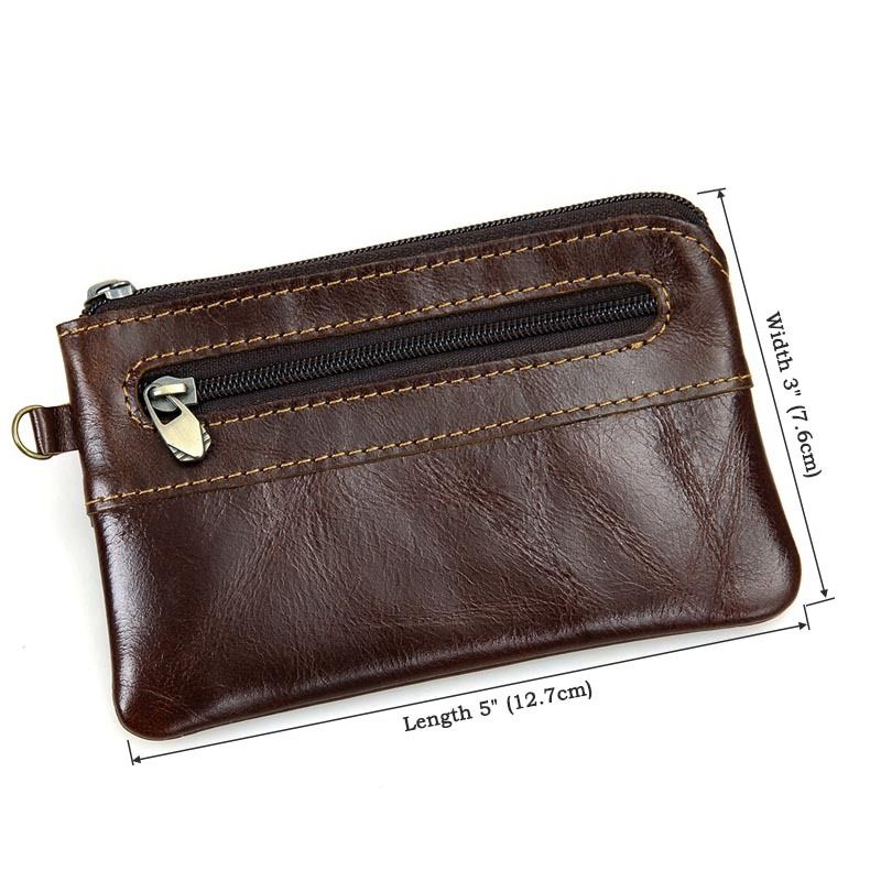 Genuine Leather Key Holder Coin Card Bag Case Purse Zip Wallet Men Women Pouch