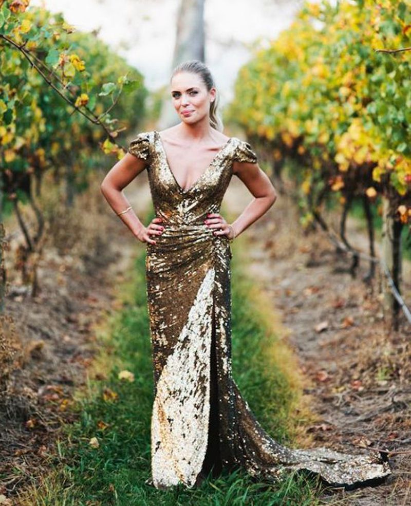gold sequin bridal dress
