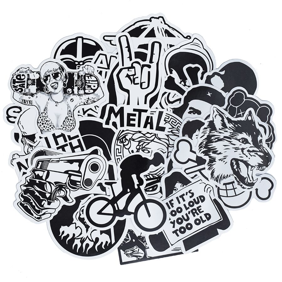Random Black And White Punk Anime Stickers Home Decor Sticker On Luggage Motor Bike Skateboard ...