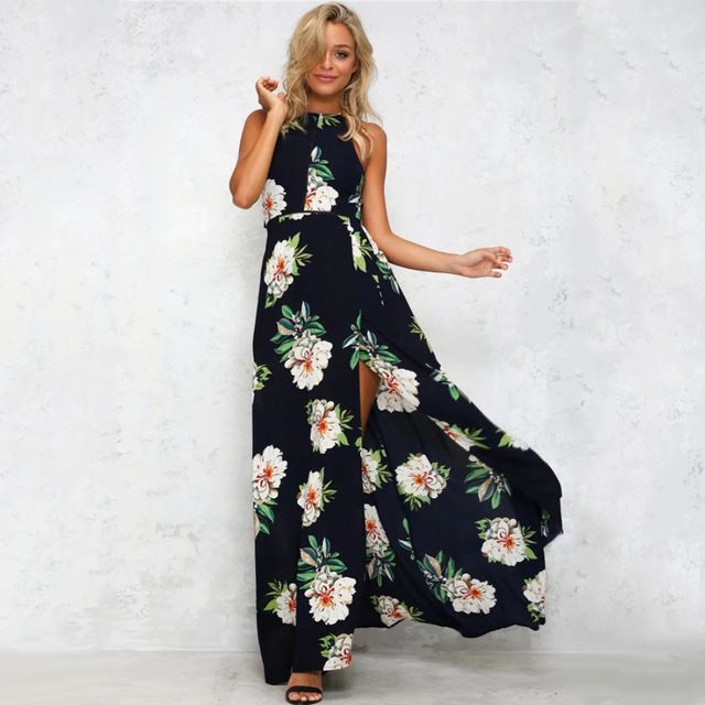 Halter Neck Chiffon Dress