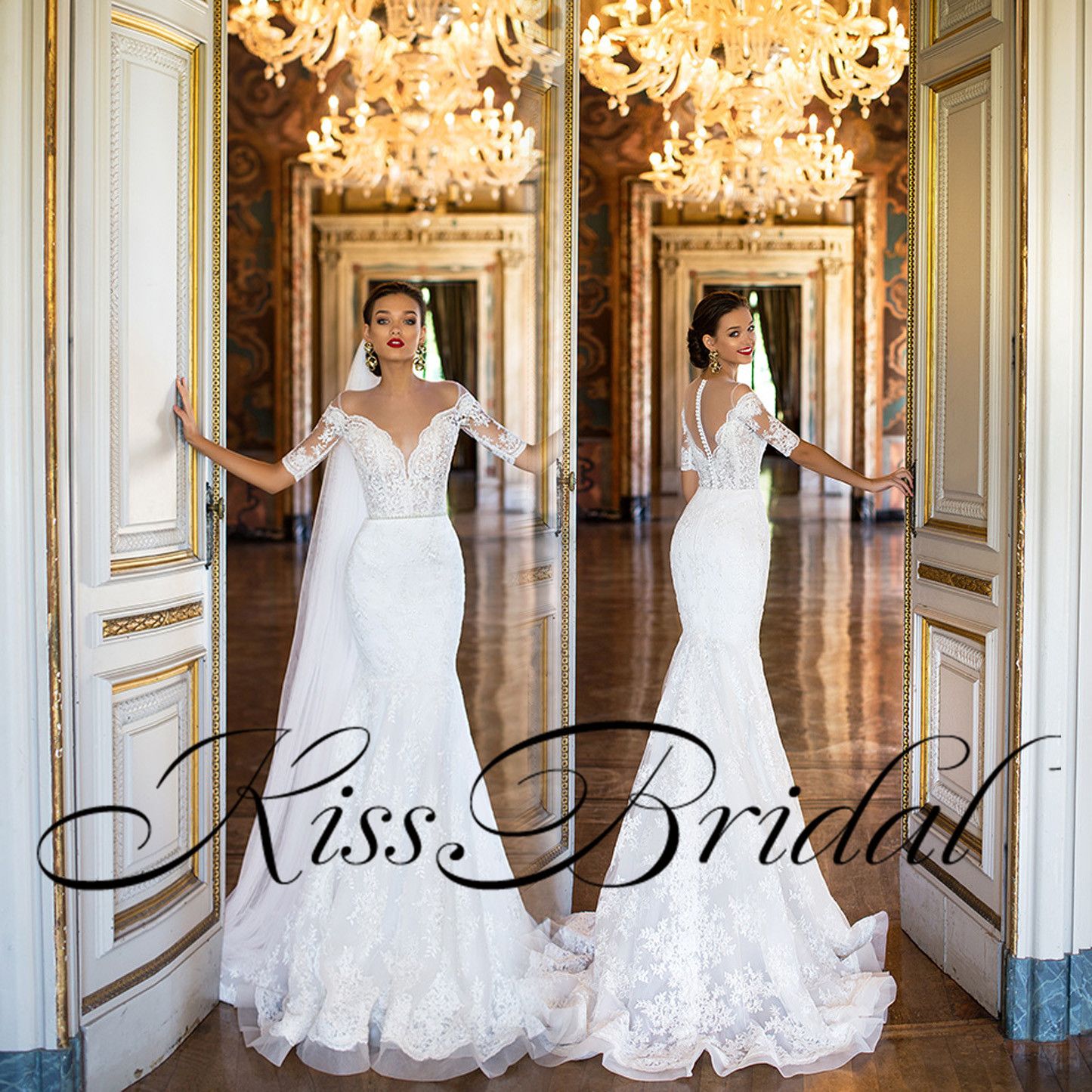 lace mesh wedding dress