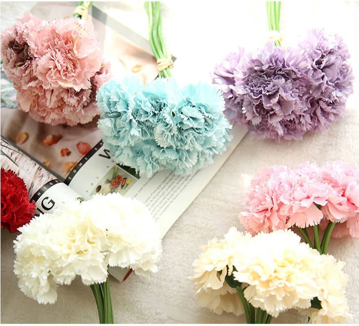 Aritificial Silk Flower Carnation Bouquet in with for Home Decoration